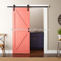 Fashion Design pink paint color pine larch cherry wood High Quality Wooden Fairy sliding barn Door by Doorwin — thumbnail 4