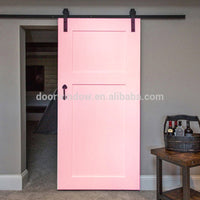 Fashion Design pink paint color pine larch cherry wood High Quality Wooden Fairy sliding barn Door by Doorwin — thumbnail 2