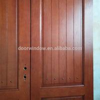Finished product house front main double door design made of red oak wood flat solid wood doors by Doorwin — thumbnail 5