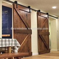 Hanging sliding barn door with wooden sliding door roller by Doorwin — thumbnail 6