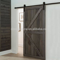 Hanging sliding barn door with wooden sliding door roller by Doorwin — thumbnail 4