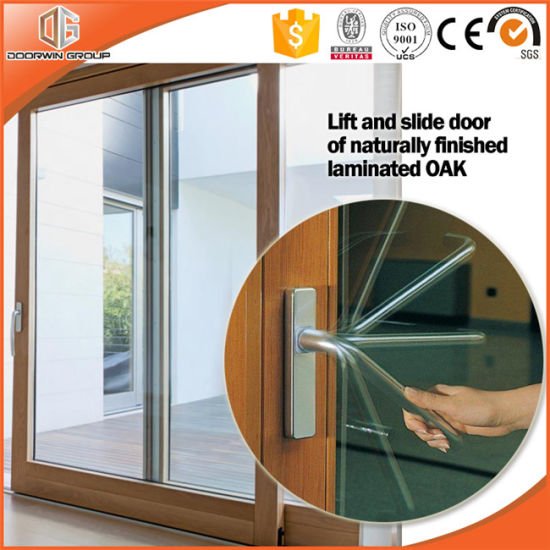 High Praised Aluminum Clading Solid Wood Lift Sliding Door, Double Glass Sliding Door Irregular Divided Light Grille - China Wood Door, Solid Wood Door — product image 0