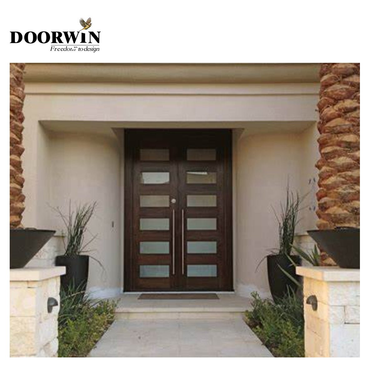 Hot sale doors DOORWIN Wooden entry doors double panel design catalogue by Doorwin — product image 4