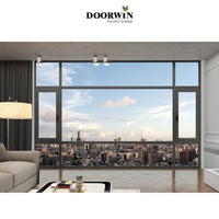 huge aluminum window Double tempered glass Aluminum double tinted glazing Tilt and turn casement window price — thumbnail 2