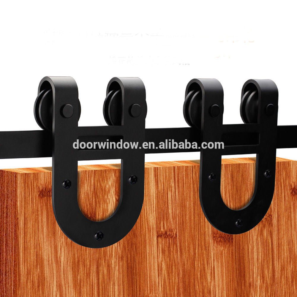 Interior wood partition design glass insert wooden barn door by Doorwin — product image 3
