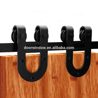 Interior wood partition design glass insert wooden barn door by Doorwin — thumbnail 3