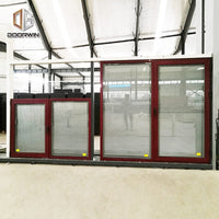 Las Vegas hot sale wood grain tempered glass aluminium tilt up window with built in screens — thumbnail 4