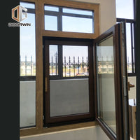Los Angeles hot sale cheap wood grain burglar proof double glazed aluminum casement window as2047by Doorwin — thumbnail 3