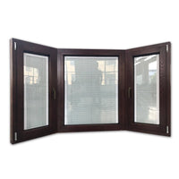 Los Angles custom design OAK wooden aluminum 10 foot 3 panel bay window with internal blinds inside — thumbnail 5