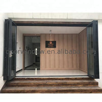 Modern black thermal break aluminum exterior glass folding door bi fold doors by Doorwin on Alibaba — thumbnail 4