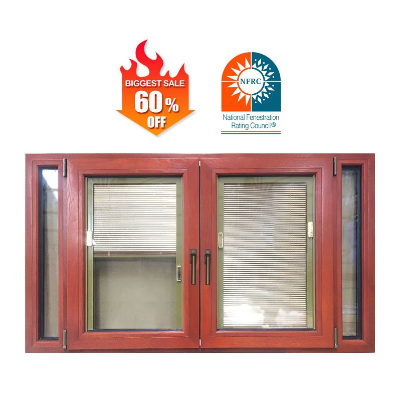 Modern Designs French Models Dimensions Solid Wooden Arch Teak Wood Aluminium-Wood Clad casement Windows — product image 2