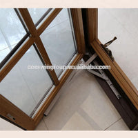 Modern grille design with Low air leakage rate performance powder coated aluminium clad wood out-swing crank handle windowby Doorwin — thumbnail 7