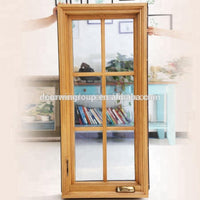 Modern grille design with Low air leakage rate performance powder coated aluminium clad wood out-swing crank handle windowby Doorwin — thumbnail 3