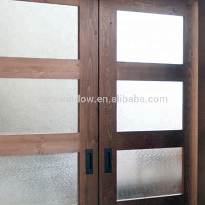 Modern oak wooden double door designs with 4 glass panels office wood door with glassby Doorwin — product image 3
