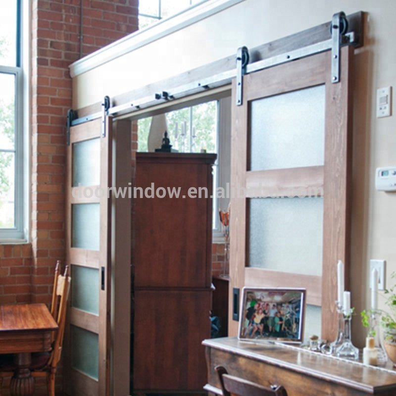 Modern oak wooden double door designs with 4 glass panels office wood door with glassby Doorwin — product image 6