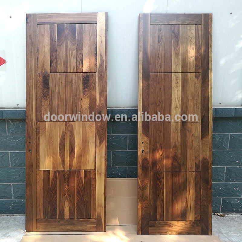 Modern popular best wood door design 4 panels black walnut room door flat solid wood doors by Doorwin — product image 1