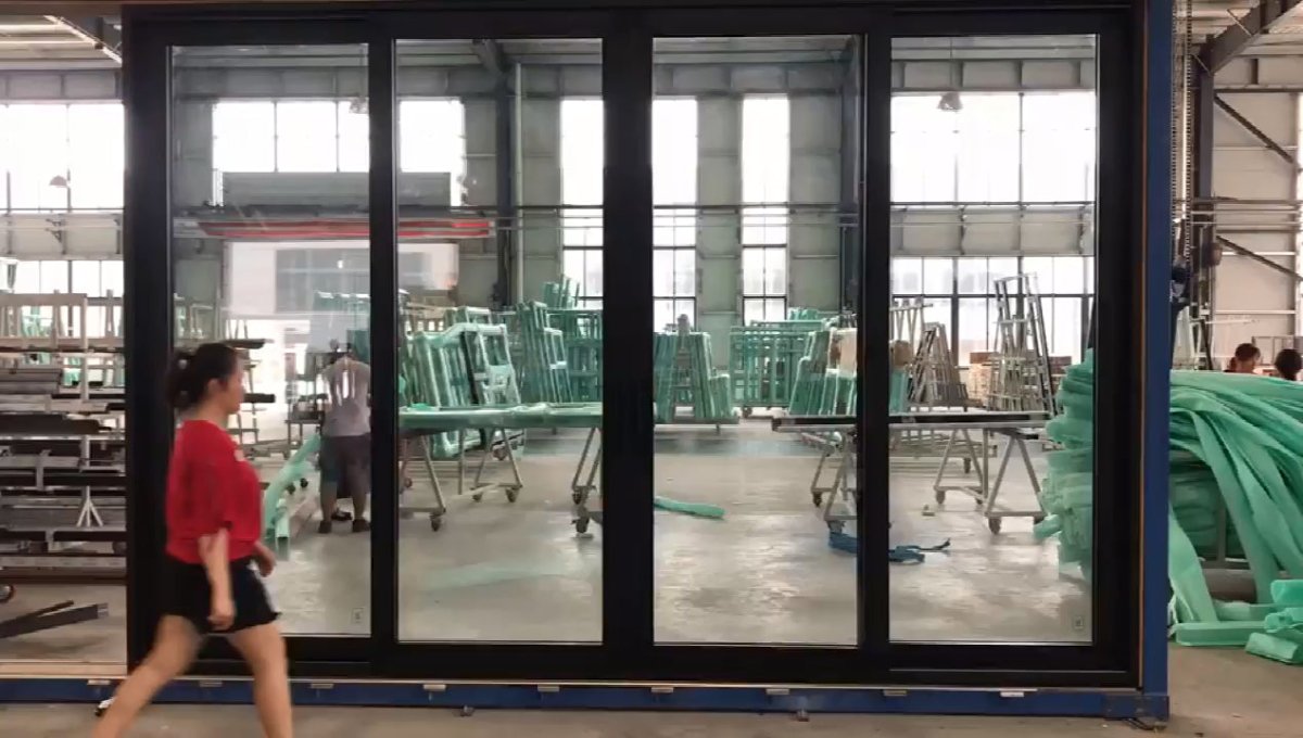 Modern strong thermal broken aluminium narrow frame large glass lift and slide sliding doors — product image 1