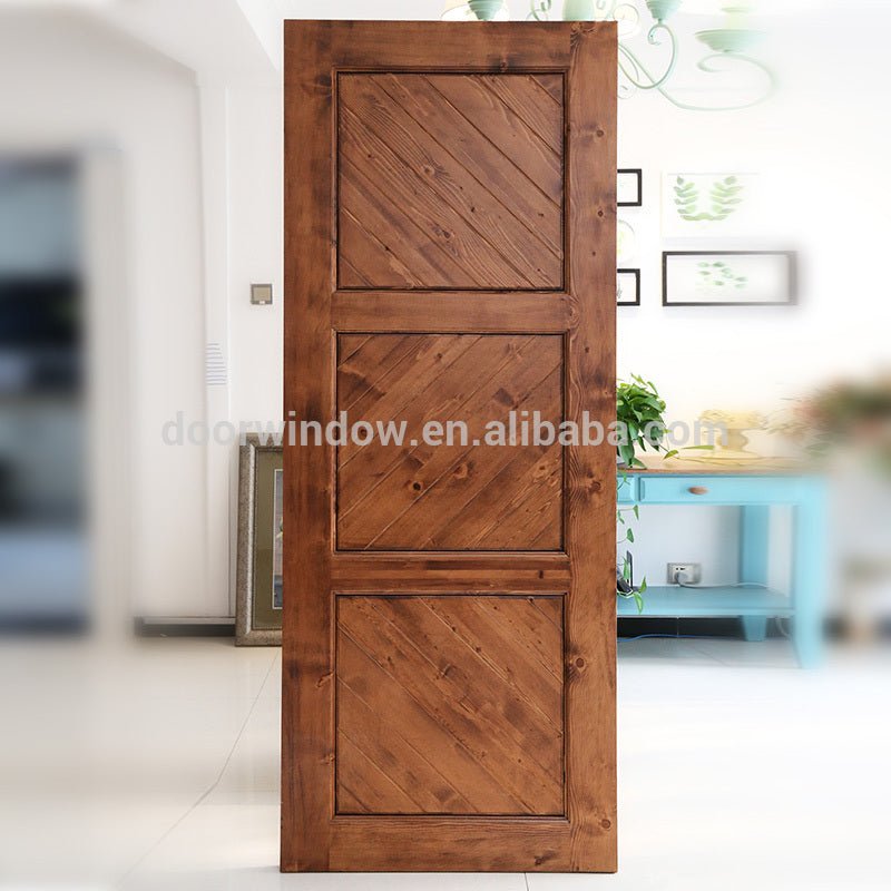 Nature shower sliding wooden barn door plank panel solid pine wood doors by Doorwin - Doorwin Group Windows & Doors