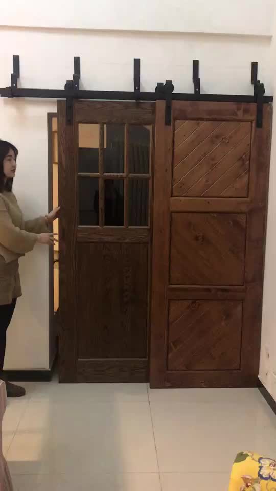 Nature shower sliding wooden barn door plank panel solid pine wood doors by Doorwin — product image 2