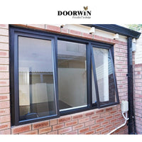 New Design Modern Standard Size Custom Top Hung Aluminum Frame Swing Bathroom Awning Casement Window — thumbnail 3