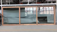 oak wooden 2 panel sliding glass doors with built in blinds — thumbnail 1
