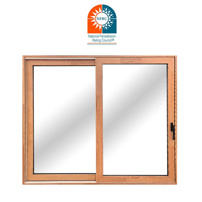 oak wooden 2 panel sliding glass doors with built in blinds — product image 4