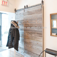 Old knotty alder pine larch wooden door slats designs by-passing sliding barn door with heavy track by Doorwin - Doorwin Group Windows & Doors
