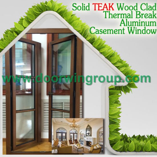 Perfect Durability Aluminum Red Oaken Wood Casement Windows, Double Glazing Aluminum Wood Windows - China Window, Aluminum Window — product image 0