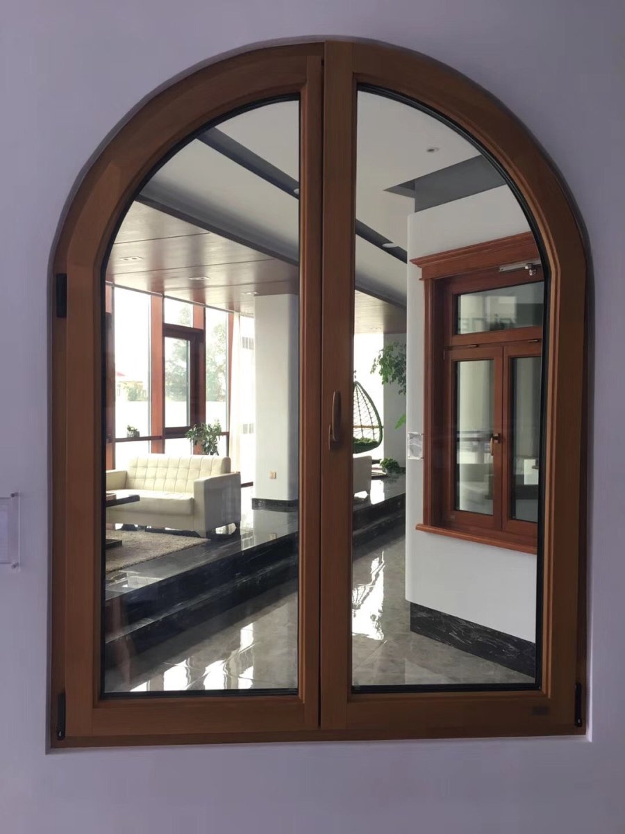 pine larch arched top french casement window with maco hardware — product image 3
