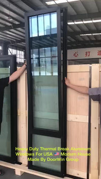 Popular design for ocean area Narrow frame toughened glass impact resistant  for tilt turn opening thermal break swing windows — thumbnail 1