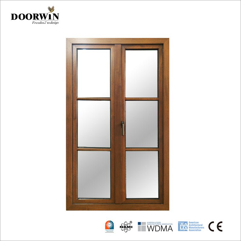 [RECOMMENDED WOOD TILT & TURN WINDOWS] China factory high quality House thermal break grill design aluminum clad wood casement Inward Opening French window — product image 1