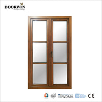 [RECOMMENDED WOOD TILT & TURN WINDOWS] China factory high quality House thermal break grill design aluminum clad wood casement Inward Opening French window — thumbnail 1