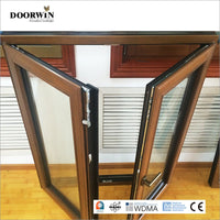 [RECOMMENDED WOOD TILT & TURN WINDOWS] China factory high quality House thermal break grill design aluminum clad wood casement Inward Opening French window — thumbnail 9