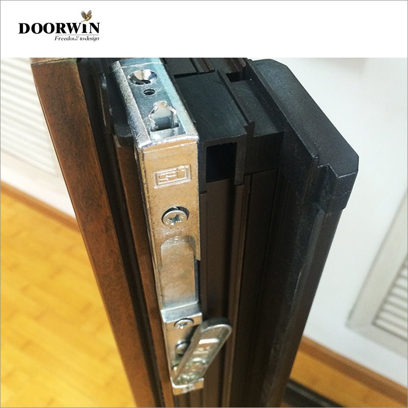 [RECOMMENDED WOOD TILT & TURN WINDOWS] China factory high quality House thermal break grill design aluminum clad wood casement Inward Opening French window — product image 4