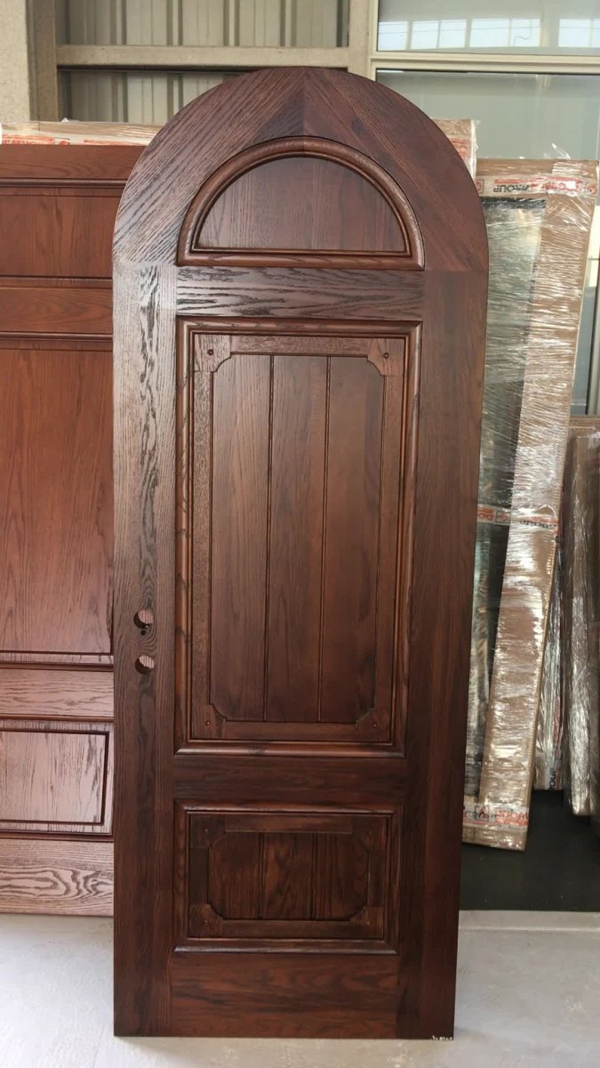 round arched top design glass insert Solid frosted Glass Interior Mahogany Wood entry Doorby Doorwin — product image 2