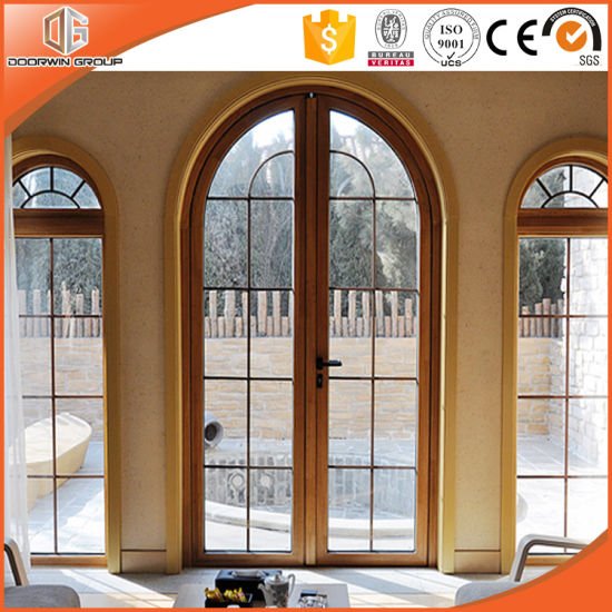 Round-Top Casement Window with Full Divided Light Grillen Glass Window Imported Solid Larch Wood Fixed Window - China Wooden Window, Wood Casement Window — product image 0