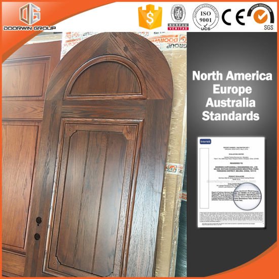 Round-Top Solid Red Oak Wood French Door for California Villa - China Wooden Door, Interior Door — product image 0