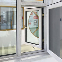San Diego white shatterproof outswing window with wood grain color finishing windows with safety glass — thumbnail 2