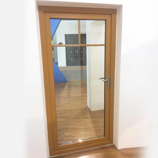 Simple Design Grille Pine Wood Frame Entry Glass Door with Door Lock - China Grille Door, Wood Frame Door — product image 0