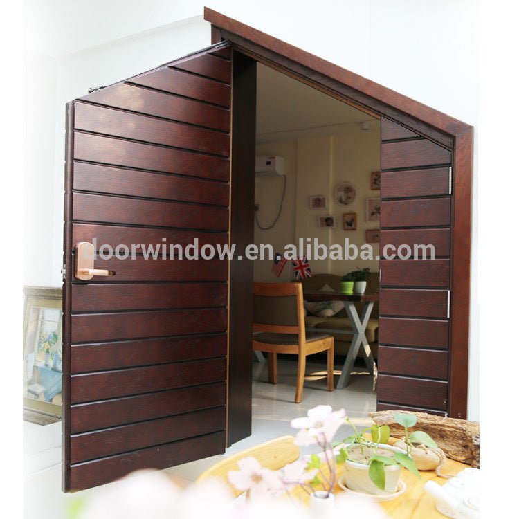 Simple fashion exterior swinging doors double door made of 100% solid red oak wood by Doorwin — product image 4