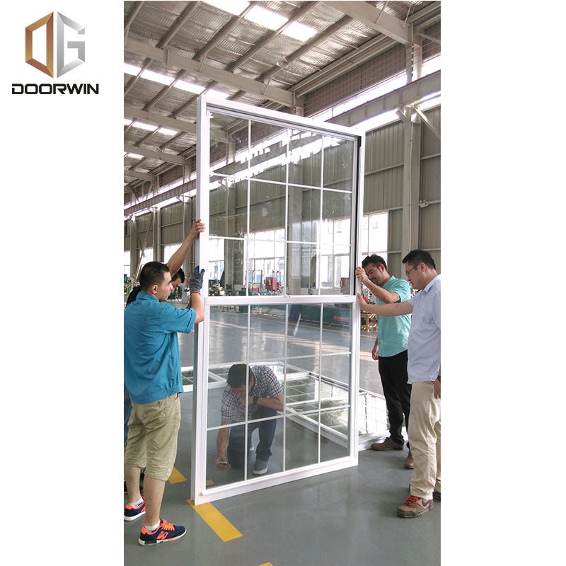 single & double hung window-01 white thermal break aluminum window with grilles - Doorwin Group Windows & Doors