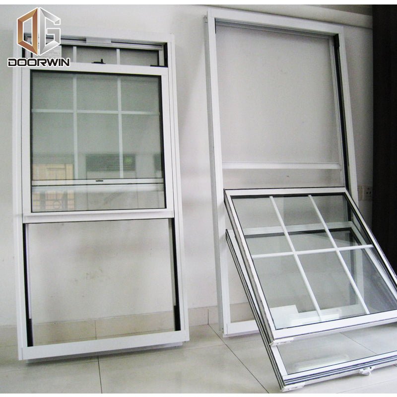 single & double hung window-01 white thermal break aluminum window with grilles - Doorwin Group Windows & Doors