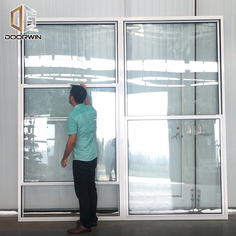 single & double hung window-01 white thermal break aluminum window with grilles - Doorwin Group Windows & Doors