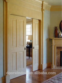 solid oak/pine wood pocket sliding door with locks for closet by Doorwin — thumbnail 2