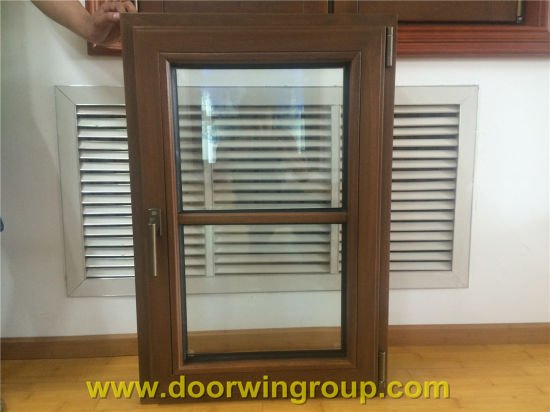 Solid Teak Wood Aluminum Picture Window with Grills - China Wooden Aluminium Window, Teak Wood Window — product image 0