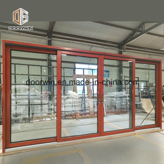 Solid Wood Aluminum Door with Mahogany Color Painting, Good View Effect Villas Use Aluminum Wood Sliding Door - China Sliding Door, Sliding Door Lock - Doorwin Group Windows & Doors
