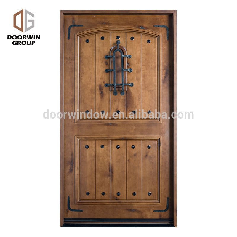 Solid wood frame arched top design knotty alder home doors with OEM/ODM by Doorwin — product image 4