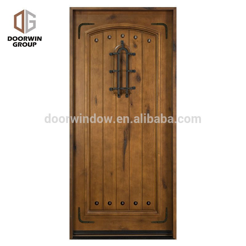 Solid wood frame arched top design knotty alder home doors with OEM/ODM by Doorwin — product image 5