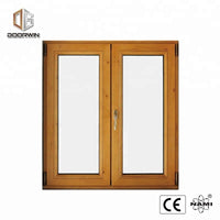 teak wood aluminum French window by Doorwin on Alibaba — thumbnail 1