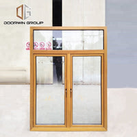 teak wood aluminum French window by Doorwin on Alibaba — thumbnail 3